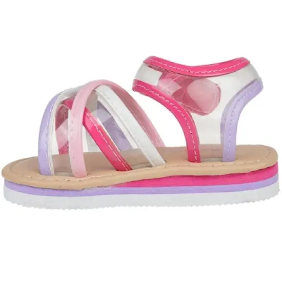 Rampage Toddler Girl's Strappy Open-Toe Ankle Strap Flat Sandals with Clear Vinyl Straps image {2}