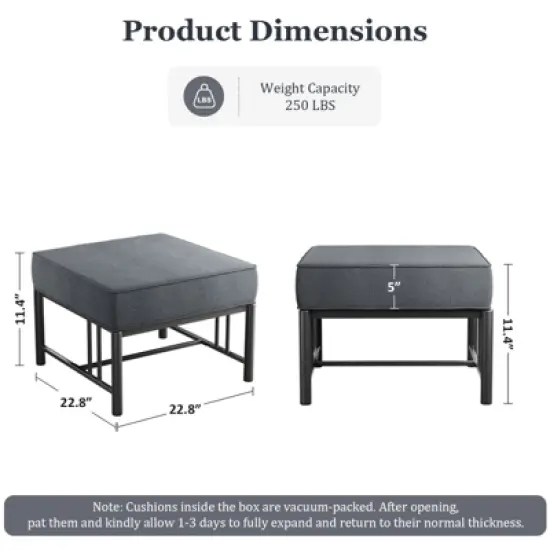 Gymojoy Outdoor 2 Pieces Patio Footstool Multipurpose Ottomans Foot Stool Ottoman image {1}