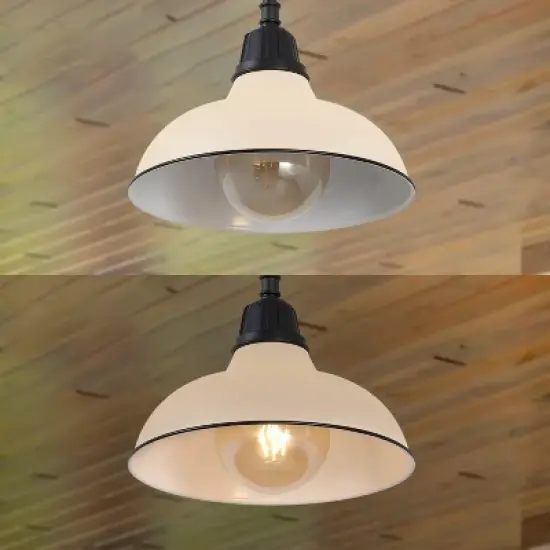 JONATHAN Y Jasper Farmhouse Industrial Indoor/Outdoor Iron LED Pendant image {5}