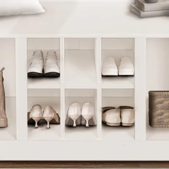 Multi-Functional Coat Rack with Shoe Storage and Nightstand, Sturdy Wood Entryway Organizer for Small Spaces image {7}