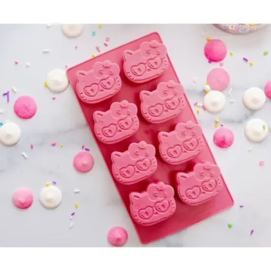 Silver Buffalo Sanrio Hello Kitty Hearts Silicone Ice Cube Tray | Makes 8 Cubes image {3}