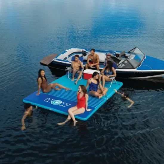 WOW 10' x 8' Vacation Station Inflatable Dock Float - Blue image {7}