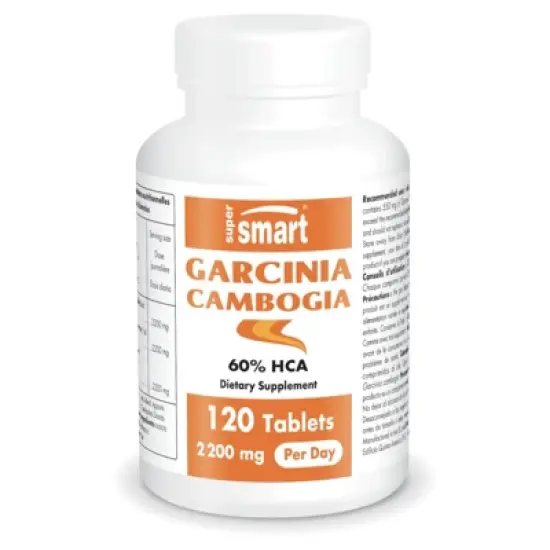SuperSmart Garcinia Cambogia 2200mg per Day - 60% HCA HydroxyCitric Acid - Garcinia Cambogia Extract | Non-GMO & Gluten Free - 120 Tablets image {1}