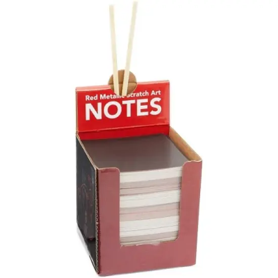Bright Creations 300 Pack Rainbow Scratch Off Notes with 2 Wood Styluses Sticks, Red (3.5 in) image {2}