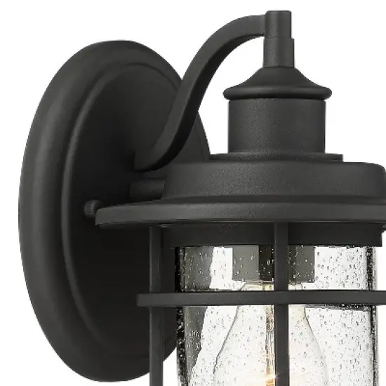 John Timberland Markham Modern Nautical Outdoor Wall Light Fixtures Set of 2 Textured Black 10 1/2" Clear Seedy Glass for Post Exterior Barn Deck Home image {2}