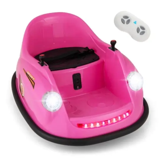 Costway Ride on Bumper Car for Kids with Remote Control 360 Degree Spin LED Light Red/Pink/Navy/Blue image {12}