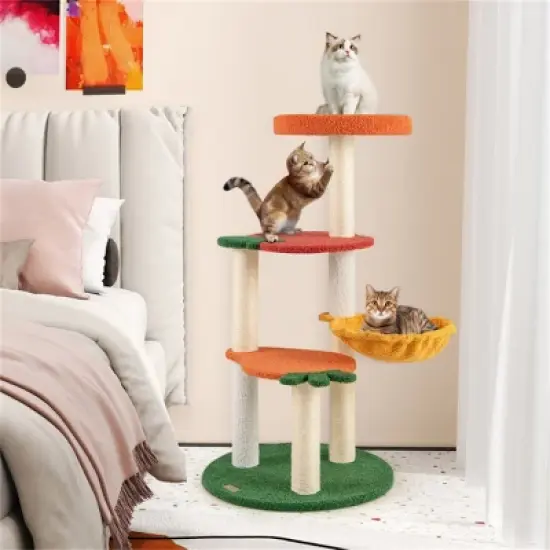 FURNIinspire Pet Tower Cute Cat Tree Fruit Style Cat Tower, Cat Climbing Tower, Indoor Pet Activity Center, Multicolored, 19"*19"*39" image {4}