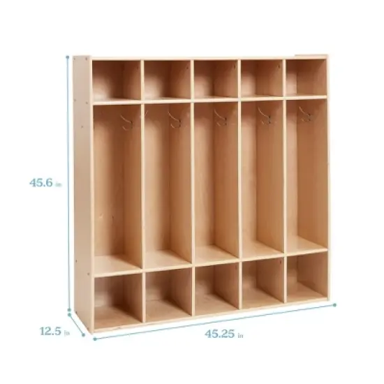 ECR4Kids Streamline 5-Section Coat Locker, Classroom Furniture, Natural image {1}