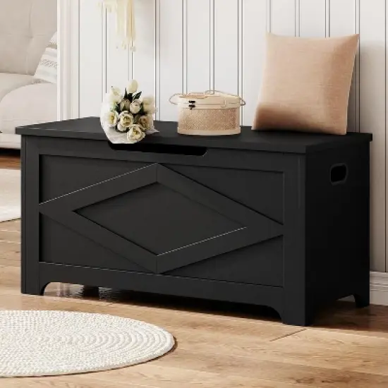 Storage Chest, Wooden Toy Storage Bench, Modern Style Lift-Top Toy Chest with Safety Hinge for Entryway, Bedroom, Living Room, image {2}