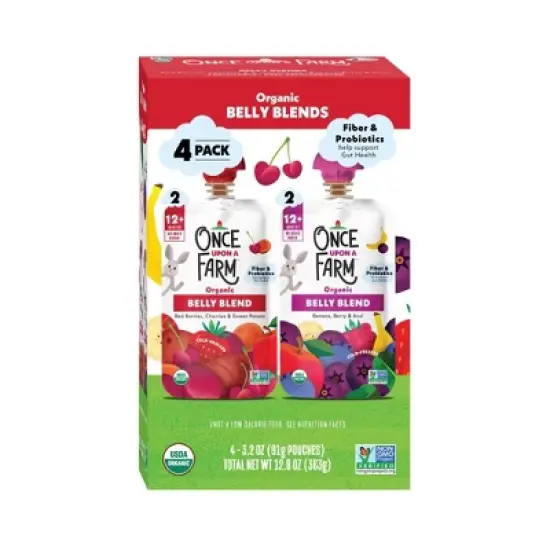 Once Upon a Farm Belly Blends Fruit Pouches Variety Pack - 12.8oz/4ct image {5}