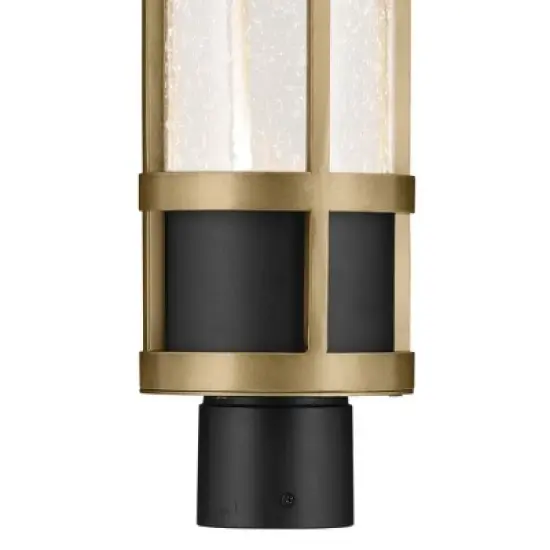 Camillo 22.5 inch LED Outdoor Post Light with Clear Seeded Glass in Textured Black with Natural Brass image {1}