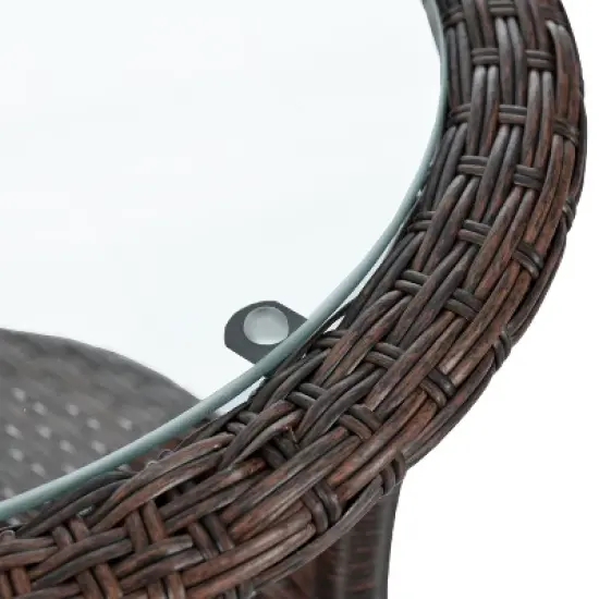 3-PCS Patio Conversation Set Outdoor Leisure Set Furniture Set with 2 Rattan Chairs & Glass Round Table for Patios, Balconies, Courtyard -ModernLuxe image {14}