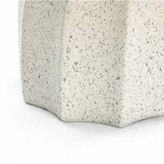 LuxenHome Off White with Gray Cement Hourglass Side Table image {7}