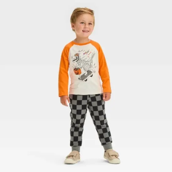 Toddler Boys' Long Sleeve Halloween Graphic T-Shirt and Fleece Jogger Pants Set - Cat & Jack&trade; Cream image {4}