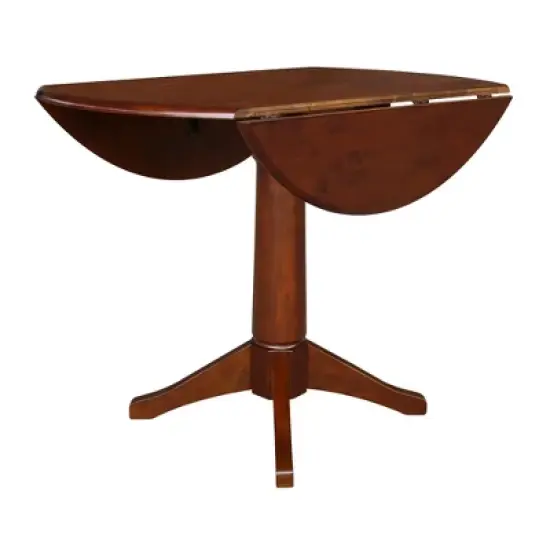 30.3" Thea Round Dual Drop Leaf Extendable Dining Table Espresso Brown - International Concepts image {5}