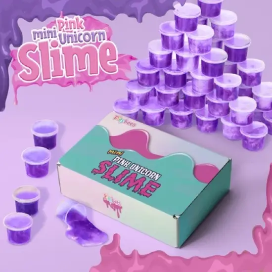 Playbees Purple Princess Mini Slime - marbled Pink Unicorn slime  48PK image {1}