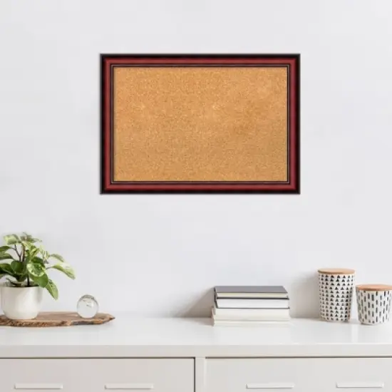 Amanti Art Rubino Cherry Scoop Wood Framed Corkboard, Natural Cork image {5}