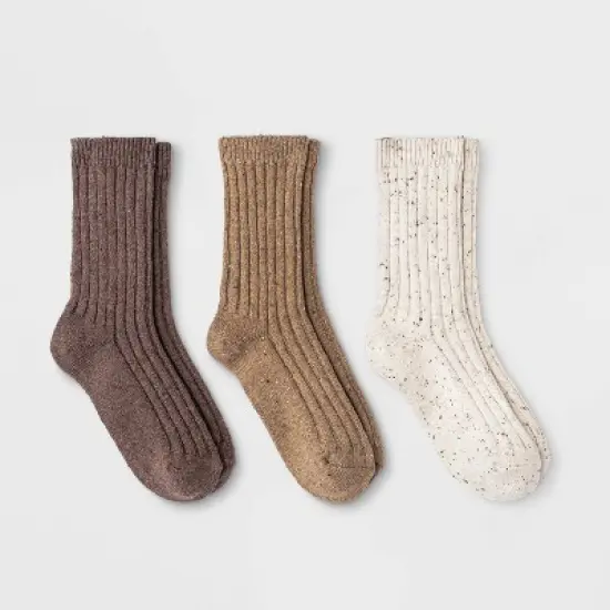 Women's Fine Ribbed Nep 3pk Crew Socks - Universal Thread&trade; image {3}