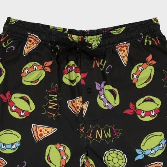 Men's Teenage Mutant Ninja Turtles Knit Fictitious Character Printed Pajama Pants - Black image {2}