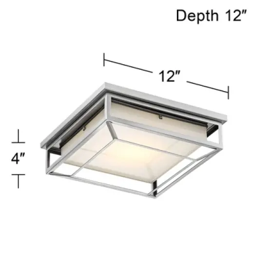 Possini Euro Design Radcliffe Modern Flush Mount Outdoor Ceiling Light Matte Nickel LED 4" Frosted Bonded Glass Damp Rated for Post Exterior Barn Deck image {4}