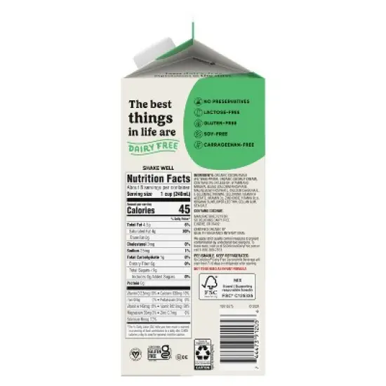 So Delicious Organic Unsweetened Dairy-Free Coconutmilk - 0.5gal image {9}