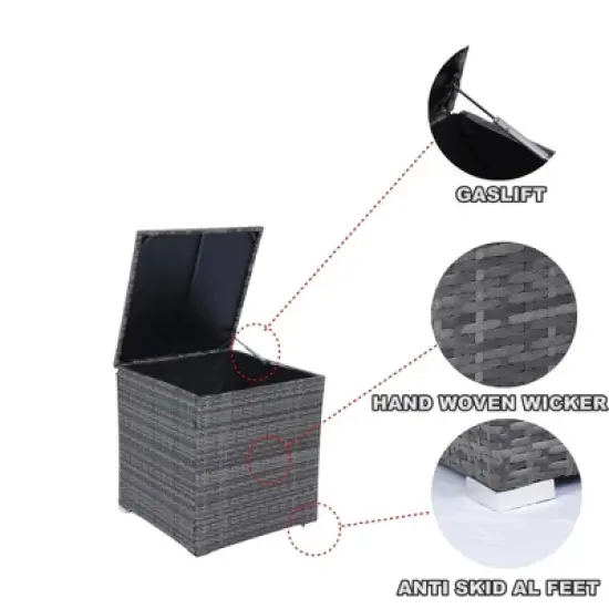 YOOCOZZ 8-Piece Outdoor PE Rattan Sectional Sofa Set with Storage Box, Table, and Stools, Free Combination - Grey image {5}