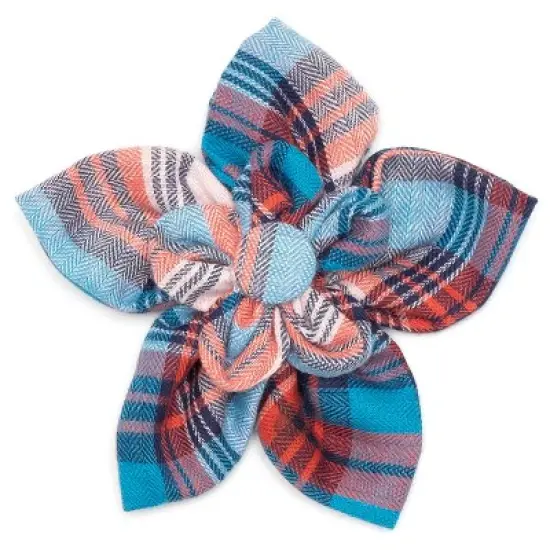 The Worthy Dog Blue/Red Plaid Adjustable Flower Collar Accessory image {1}