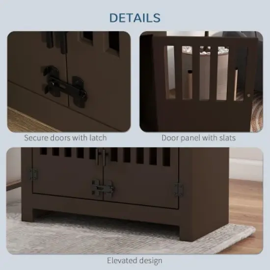 INFURNIC Pet Bowl Large Elevated Feeding Station with Storage Cabinet Stainless Steel Bowls, Brown, 23.5"*11.8"*17" image {2}