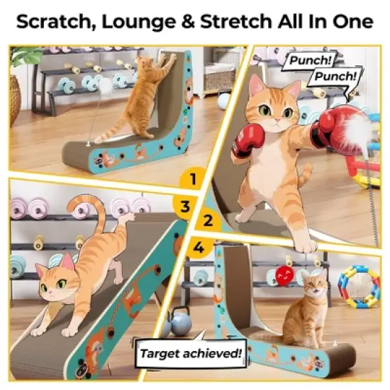 Sandinrayli L-Shape Cat Scratcher Lounge, Corrugated Cardboard Scratching Pad for Indoor Cats image {6}
