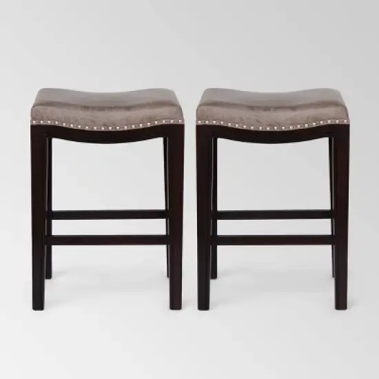 Set of 2 Tiffin Contemporary Studded Counter Height Barstools - Christopher Knight Home image {4}
