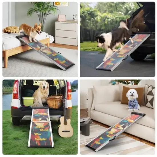 Sandinrayli Retractable Dog Car Ramp, Telescoping Dog Steps for Trucks SUV image {7}