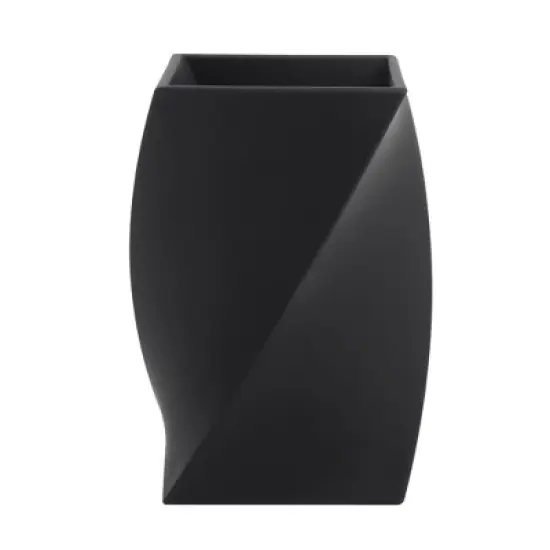 Zodaca Black Wave Pen Pencil Ruler Holder Cup Stationery Desktop Organizer Soft Touch image {5}