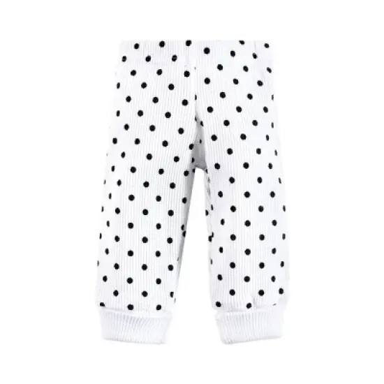 Hudson Baby Girls Thermal Preemie Layette Set 4pc Short Sleeve Outfit, Black White Dots, Preemie image {4}