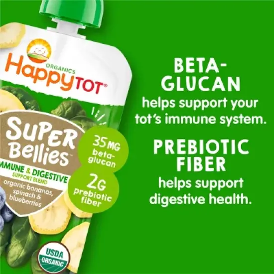 HappyTot Super Bellies Organic Bananas Spinach & Blueberries Baby Food Pouch - 4oz image {3}