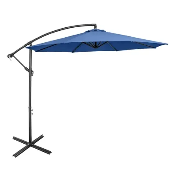 Costway  10 FT Patio Offset Umbrella w/8 Ribs Cross Base Tilt image {12}