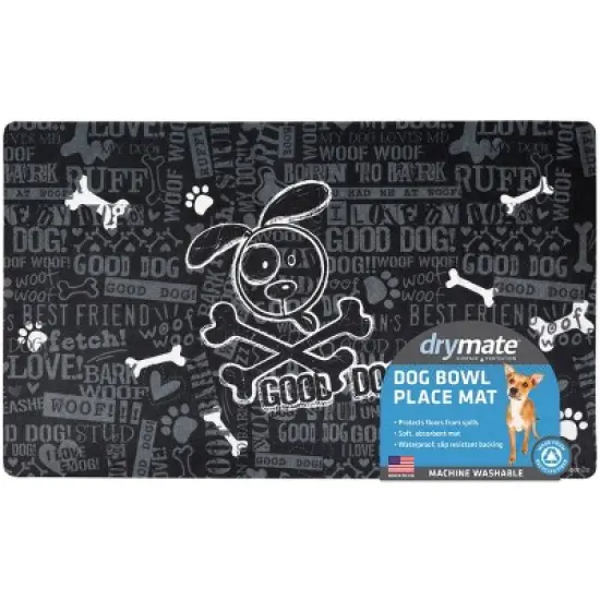 Drymate 12"x 20" Feeding Placemat for Cats and Dogs - Black image {5}