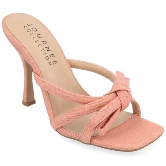 Journee Collection Womens Cilicia Slip On Multi Strap Open Toe Pumps image {13}