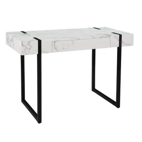 Wennan Modern Faux Marble Desk Black/White - Aiden Lane image {4}