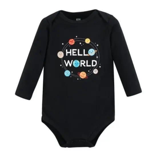Hudson Baby Unisex Baby Cotton Long-Sleeve Bodysuits, Happy Planets 7-Pack image {2}