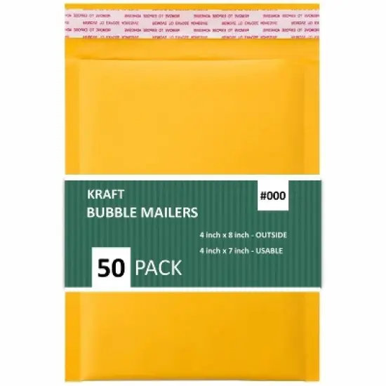 Link #000 4" X 8" Kraft Paper Bubble Mailers Padded Self Seal Shipping Envelopes Pack of 10/25/50/100/500 image {8}