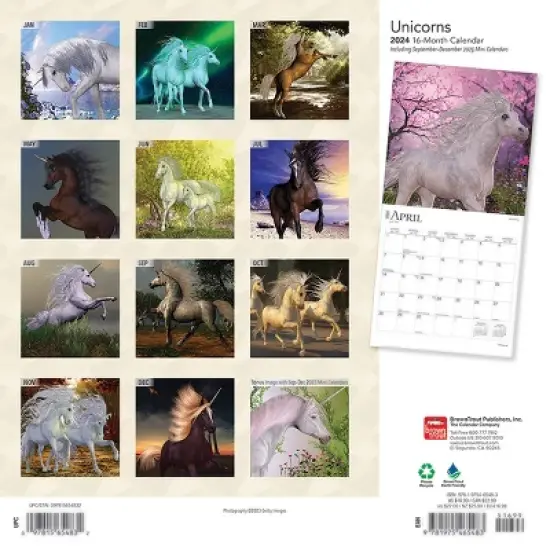 Browntrout 2024 Wall Calendar 12"x12" Unicorns Foiled image {1}