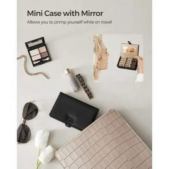 SONGMICS Jewelry Box 3 Layers, Jewelry Organizer with 2 Drawers, Jewelry Case with Portable Travel Case, Lockable, Jewelry Storage image {2}