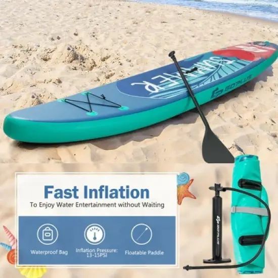 Costway 10.5ft\11ft Inflatable Stand Up Paddle Board W/ Backpack Leash Aluminum Paddle image {8}