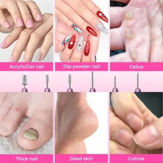 Portable Electric Nail Drill, Professional Nail File Kit for Acrylic, Gel Nails, Manicure Pedicure with Nail Drill Bits Sanding Bands Rose gold image {3}