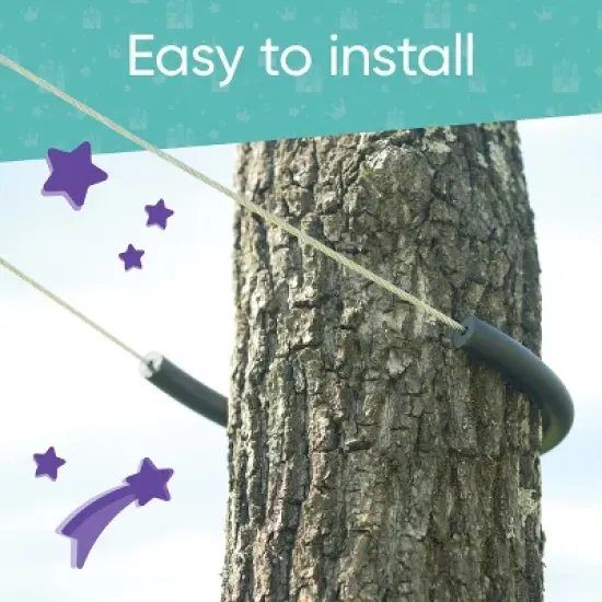 HearthSong 150-Foot Stainless Steel Blue Backyard Zipline Kit with Adjustable Seat, Non-Slip Handles, and Rubber Stopper image {4}