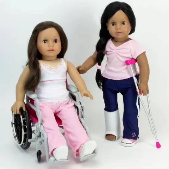 Sophia&rsquo;s Wheelchair, Cast and Crutches Set for 18" Dolls, Hot Pink image {5}