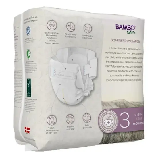 Bambo Nature Dream Disposable Diapers, Eco-Friendly, Size 3, 29 Count, 12 Packs, 348 Total image {1}