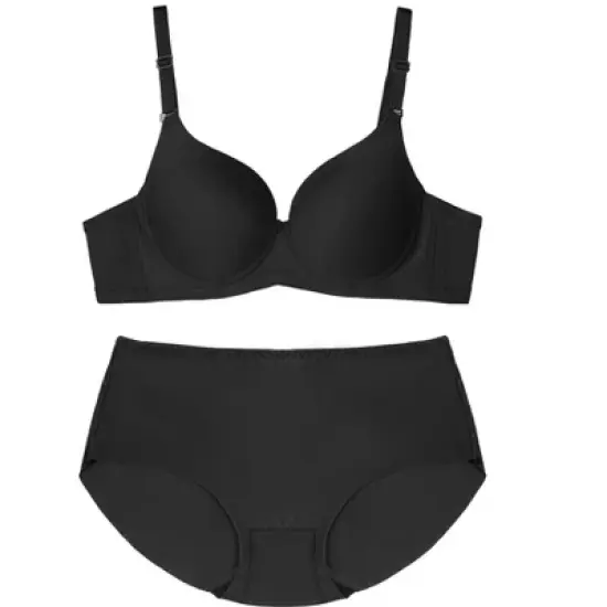 Agnes Orinda Women's Underwire Solid Seamless Comfort Push-Up Bra and Underwear Set image {7}