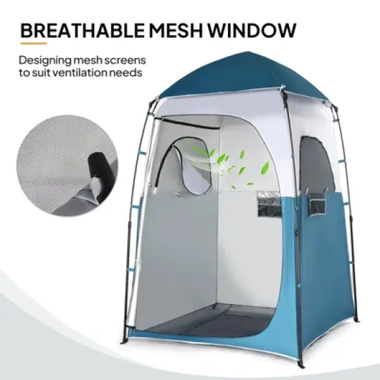 VINGLI 6.8FT Shower Tent, Large Instant Pop Up Shelter with Mesh Floor & Carrying Bag, Privacy Changing Room Tent for Camping image {4}