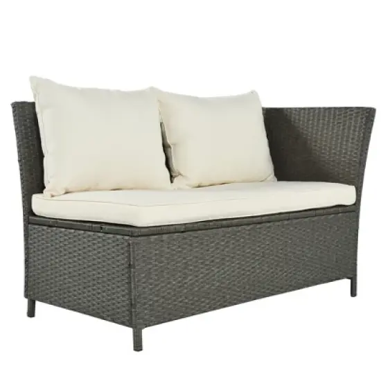 6 PCS Patio Outdoor Rattan Sectional Sofa Set, Conversation Seating Group with Cushions-ModernLuxe image {9}